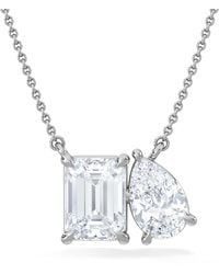 The Diamond Store - Toi Et Moi 3.00Ct Emerald And Pear Cut Lab Diamond 2 Stone Necklace - Lyst
