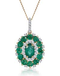 The Diamond Store - 1.40Ct Emerald Asteria Diamond Halo Pendant Necklace - Lyst