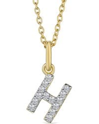 The Diamond Store - Love Letter Initial H Lab Diamond Necklace Set - Lyst