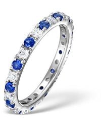 The Diamond Store - Sapphire 0.90Ct And H/Si Diamond Eternity Ring - Lyst