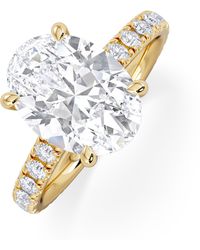 The Diamond Store - Amora Oval 3.00Ct Hidden Halo Lab Diamond Engagement Ring With Side Stones Set - Lyst
