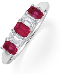 The Diamond Store - Solene 0.75Ct Emerald Cut Lab Ruby And Lab Diamond Half Band Eternity Ring - Lyst