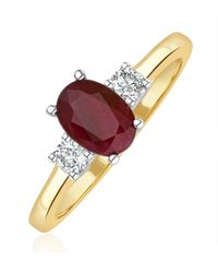 The Diamond Store - Ruby 7 X 5Mm And Diamond 18K Ring - Lyst