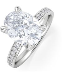 The Diamond Store - Origin 3.30Ct Oval Cut Lab Diamond Solitaire Engagement Ring With Side Stones - Lyst