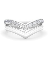 The Diamond Store - Dual 0.27Ct Lab Diamond Stacking Wishbone Ring - Lyst