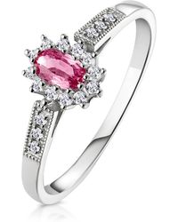The Diamond Store - 9K Diamond Sapphire Ring 0.14Ct - Lyst