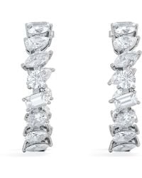 The Diamond Store - Luxe 8.00Ct Lab Diamond Hoop Earrings With Igi Certified Asymmetrical-Cut Diamonds - Lyst