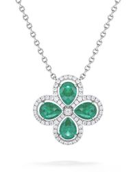 The Diamond Store - Bloom 3.20Ct Lab Emerald And Lab Diamond Necklace - Lyst