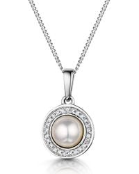 The Diamond Store - Pearl And Diamond Halo Stellato Pendant Necklace - Lyst