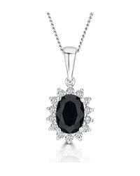 The Diamond Store - Sapphire 7 X 5Mm And Diamond 9K Pendant Necklace - Lyst