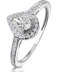 The Diamond Store - Masami Pear Shaped Pave Diamond Engagement Ring 0.15Ct 9K - Lyst