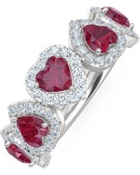 The Diamond Store - Chérie 1.80Ct Heart Cut Lab Ruby And Lab Diamond Halo Ring - Lyst