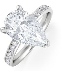 The Diamond Store - Origin 3.30Ct Pear Cut Lab Diamond Solitaire Engagement Ring With Side Stones - Lyst