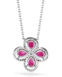 The Diamond Store - Bloom 3.30Ct Lab Ruby And Lab Diamond Necklace - Lyst