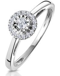 The Diamond Store - Masami Diamond Engagement Ring 0.20Ct Pave Set Halo - Lyst