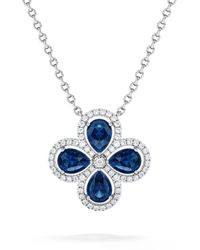 The Diamond Store - Bloom 3.40Ct Lab Sapphire And Lab Diamond Necklace - Lyst