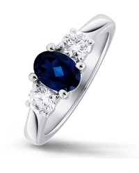 The Diamond Store - Lab Sapphire 0.80Ct And Lab Diamonds 0.50Ct 18K Ring - Lyst