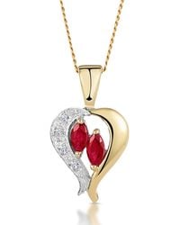 The Diamond Store - 2.15 Ct Ruby & Diamond Heart Pendant Necklace - Lyst