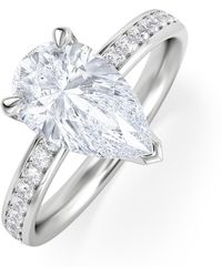 The Diamond Store - Origin 2.25Ct Pear Cut Lab Diamond Solitaire Engagement Ring With Side Stones - Lyst