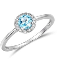 The Diamond Store - Stellato 0.40Ct Round Cut Topaz And Lab Diamond Halo Ring - Lyst