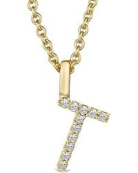 The Diamond Store - Love Letter Initial T Lab Diamond Necklace Set - Lyst