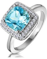 The Diamond Store - 2Ct Topaz And Lab Diamond Ring 9K - Lyst