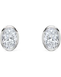 The Diamond Store - Bezel Set 1.00Ct Oval Cut Lab Diamond Stud Earrings - Lyst