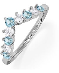The Diamond Store - Starlit Topaz And Lab Diamond Wishbone Ring - Lyst