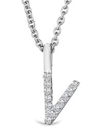 The Diamond Store - Love Letter Initial V Lab Diamond Necklace Set - Lyst