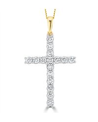 The Diamond Store - 1Ct Lab Diamond Cross Claw Set Necklace Pendant H/Si - Lyst