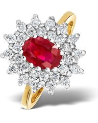 The Diamond Store - Ruby 7 X 5Mm And Diamond 18K Ring Fet36-T - Lyst