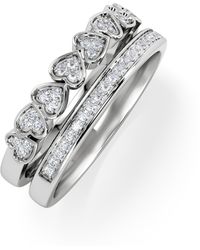 The Diamond Store - Double Heart Band Stacking Ring Lab Diamond 0.20Ct - Lyst