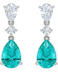 The Diamond Store - 9.00Ct Pear Cut Lab Paraíba Yag Drop Earrings - Lyst