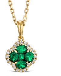 The Diamond Store - 0.75 Ct Alegria Lab Grown Emerald & Diamond Clover Necklace - Lyst