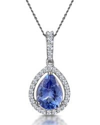 The Diamond Store - Tanzanite And Diamond Halo Pear Drop Asteria Necklace - Lyst