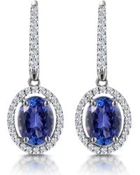 The Diamond Store - 1.6Ct Tanzanite (Aaa) And Lab Diamond Halo Earrings 9Kw Asteria - Lyst