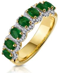 The Diamond Store - Emerald And Diamond Halo Eternity Ring 18K - Lyst