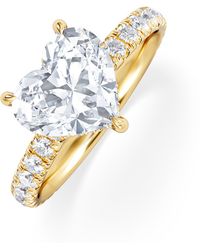 The Diamond Store - Amora Heart 2.55Ct Hidden Halo Lab Diamond Engagement Ring With Side Stones Set - Lyst