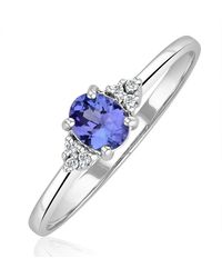 The Diamond Store - Tanzanite 0.35Ct And Diamond 18K Ring - Lyst