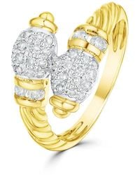 The Diamond Store - 9K Diamond Pave Detail Crossover Ring 0.52Ct - Lyst