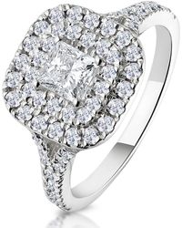 The Diamond Store - Cleopatra Diamond Halo Engagement Ring 18K 1.20Ct G/Vs1 - Lyst