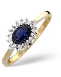 The Diamond Store - Sapphire 6 X 4Mm And Diamond Ring 9K - Lyst