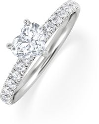 The Diamond Store - Amora Heart 0.97Ct Hidden Halo Lab Diamond Engagement Ring With Side Stones Set - Lyst