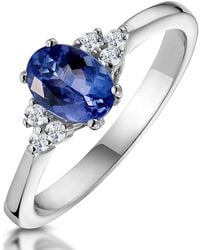 The Diamond Store - Tanzanite 7 X 5Mm And Diamond 18K Ring N3493Y - Lyst
