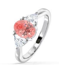 The Diamond Store - Dalia Lab Diamond Oval With Trillions 1.70Ct Ring - Lyst