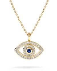 The Diamond Store - Evil Eye 0.21Ct Sapphire And Lab Diamond Pendant Necklace - Lyst