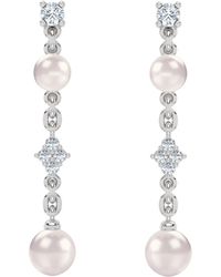 The Diamond Store - Eden 4Mm And 5Mm Round Pearls And Lab Diamond Drop Earrings - Lyst