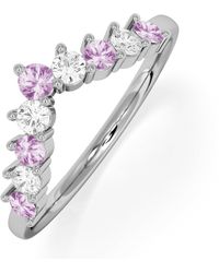 The Diamond Store - Starlit Sapphire And Lab Diamond Wishbone Ring - Lyst
