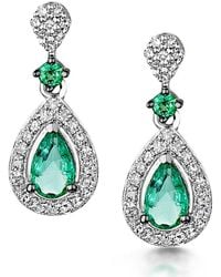 The Diamond Store - Stellato Collection Emerald And Diamond Earrings 0.18Ct 9K - Lyst