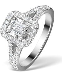 The Diamond Store - Halo Engagement Ring 0.65Ct Prince Cut H/Si Diamonds 18K - Lyst